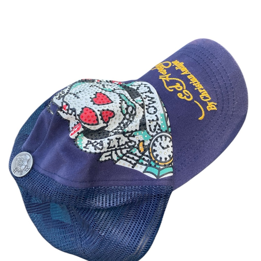 VINTAGE Ed Hardy navy and blue skull cap with SWAG STICKER - Picture 3 of 7